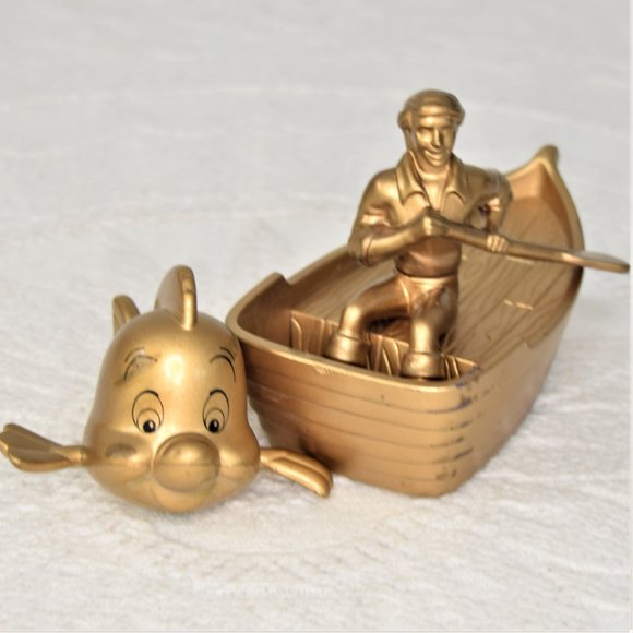 Vintage Disney Little Mermaid Gold McD's Happy Meal Toy Prince Eric Flounder Lot - Picture 13 of 13